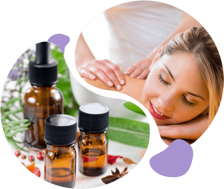 A woman getting her back massage and some oils